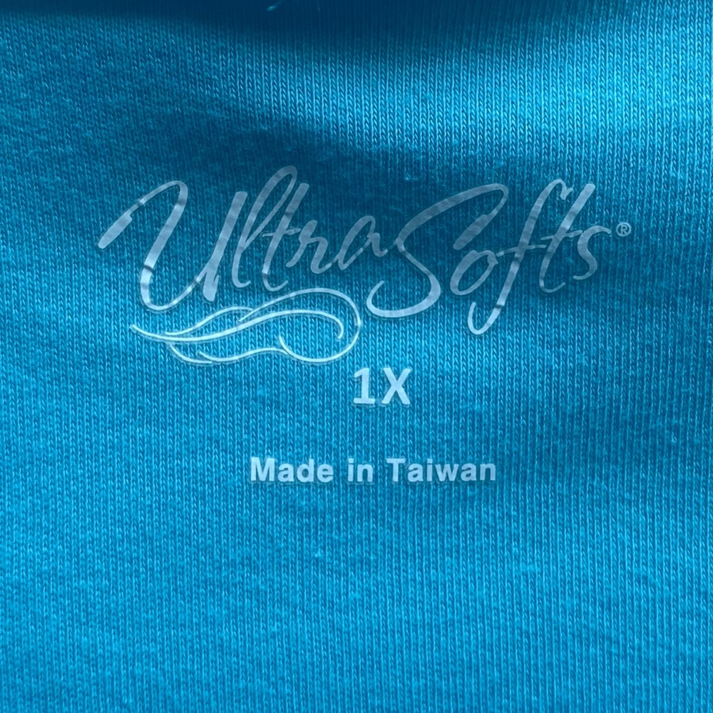 Aqua Short Sleeve Mock Neck 1X - Picture 3 of 5